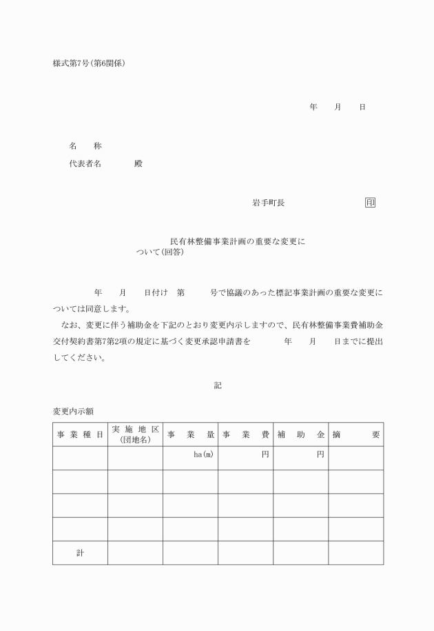 岩手町民有林整備事業補助金交付要綱